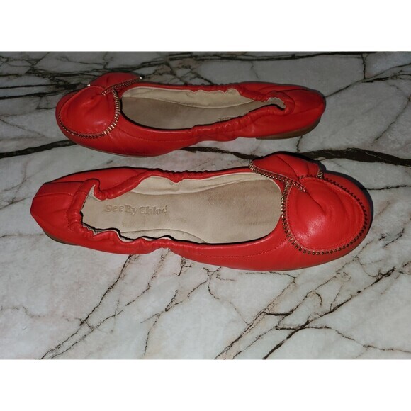 See‎ by Chloe Clara Zipper-Bow Ballerina Flat Pink Leather EU 36 US 5.5 - Picture 7 of 9